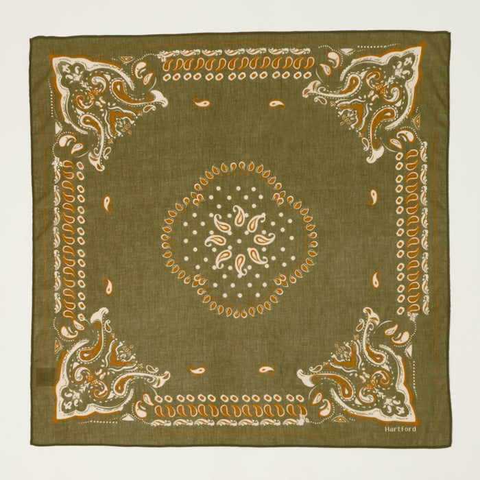Hartford Paisley Cotton Bandana - Army