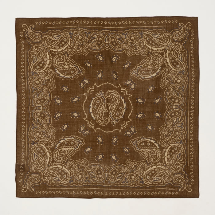 Hartford Paisley Wool Bandana - Taupe