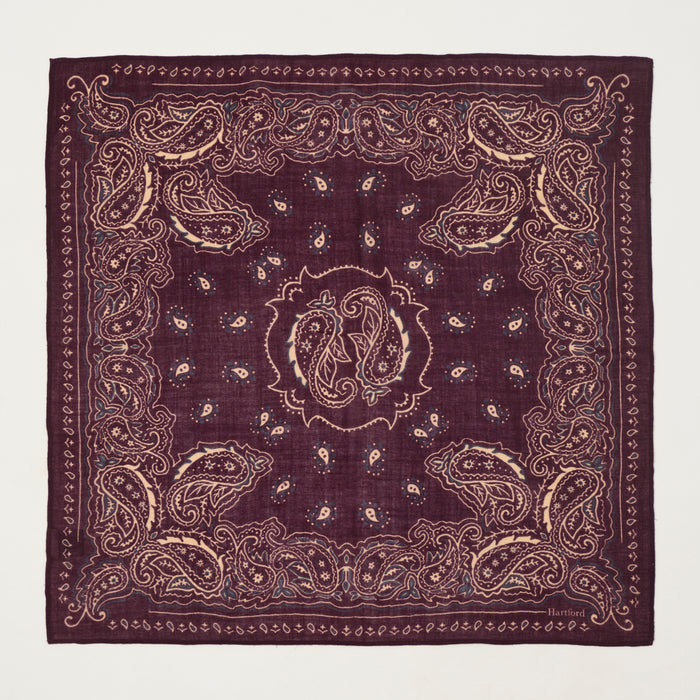 Hartford Paisley Wool Bandana - Wine