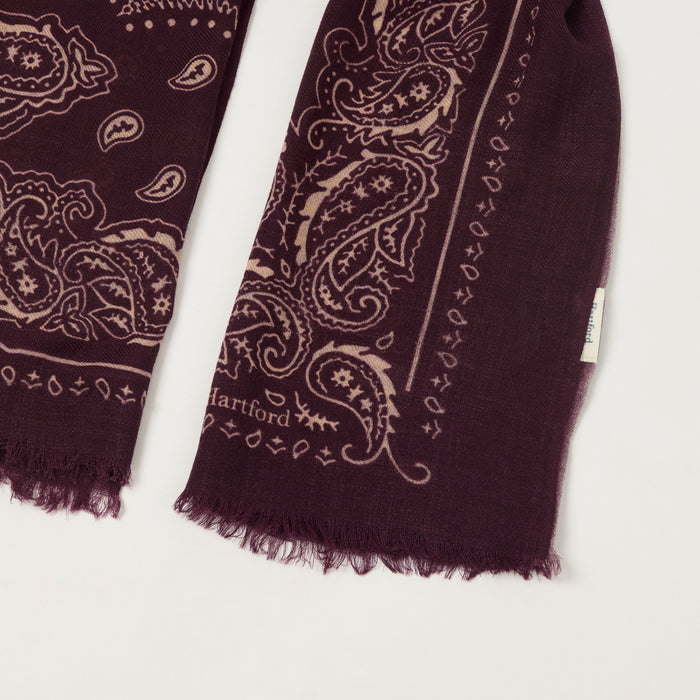 Hartford Paisley Wool Bandana Scarf - Wine