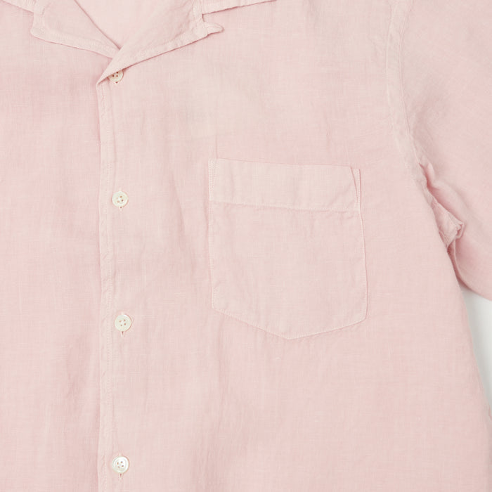 Hartford 'Palm' Camp Collar Linen Shirt - Faded Pink
