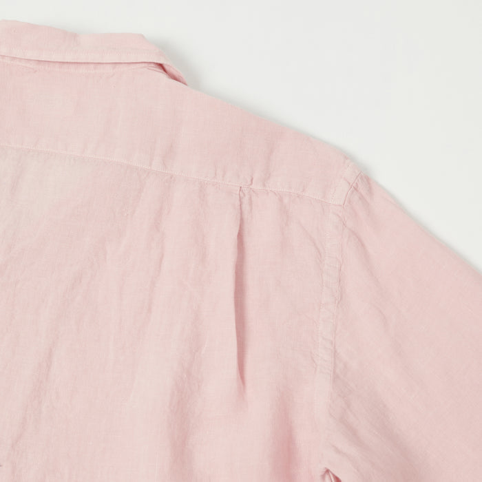 Hartford 'Palm' Camp Collar Linen Shirt - Faded Pink