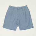 Hartford 'Task' Chambray Pleated Shorts - Blue