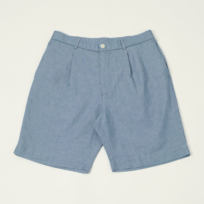 Hartford 'Task' Chambray Pleated Shorts - Blue
