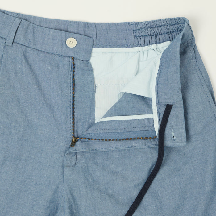 Hartford 'Task' Chambray Pleated Shorts - Blue