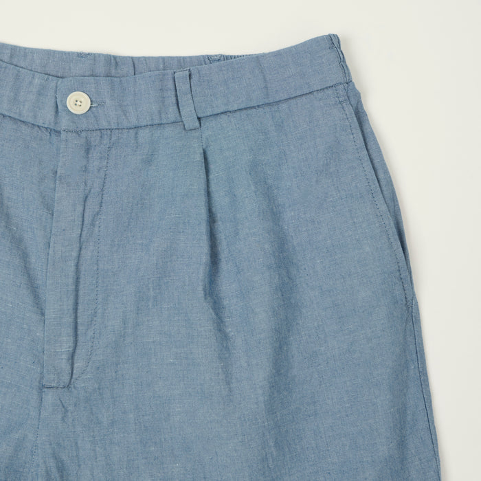 Hartford 'Task' Chambray Pleated Shorts - Blue
