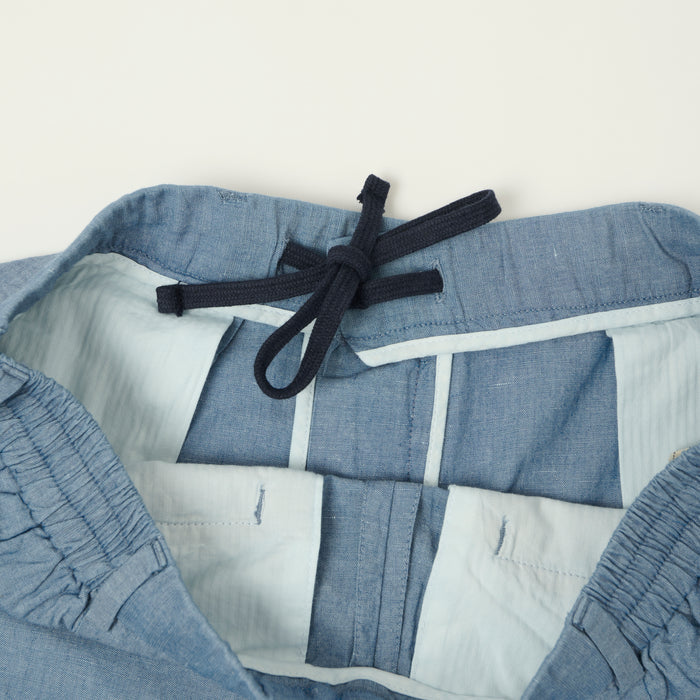 Hartford 'Task' Chambray Pleated Shorts - Blue