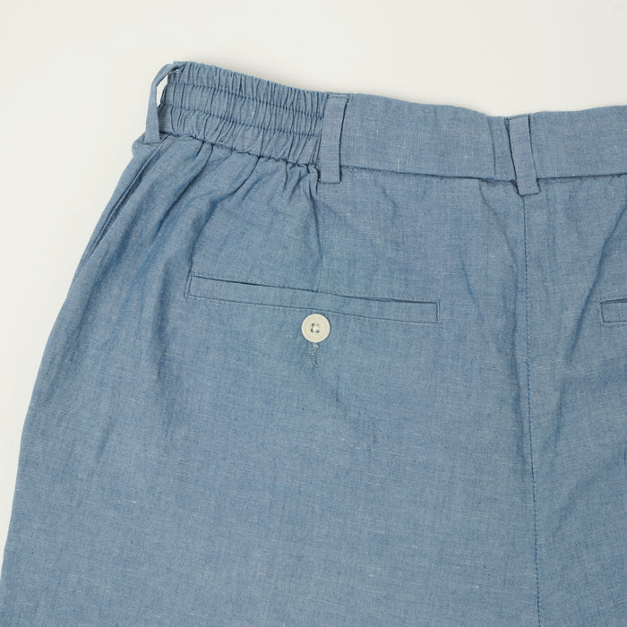 Hartford 'Task' Chambray Pleated Shorts - Blue