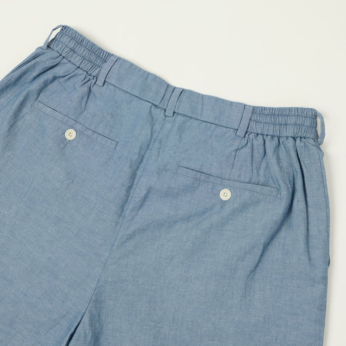 Hartford 'Task' Chambray Pleated Shorts - Blue