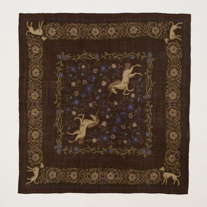 Hartford 'Unicorn' Wool Bandana Scarf - Brown