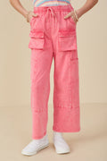 Hayden Washed Cargo Pocket Detail Wide Leg Knit Pants