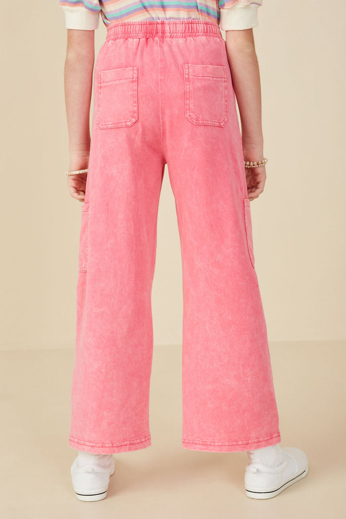 Hayden Washed Cargo Pocket Detail Wide Leg Knit Pants