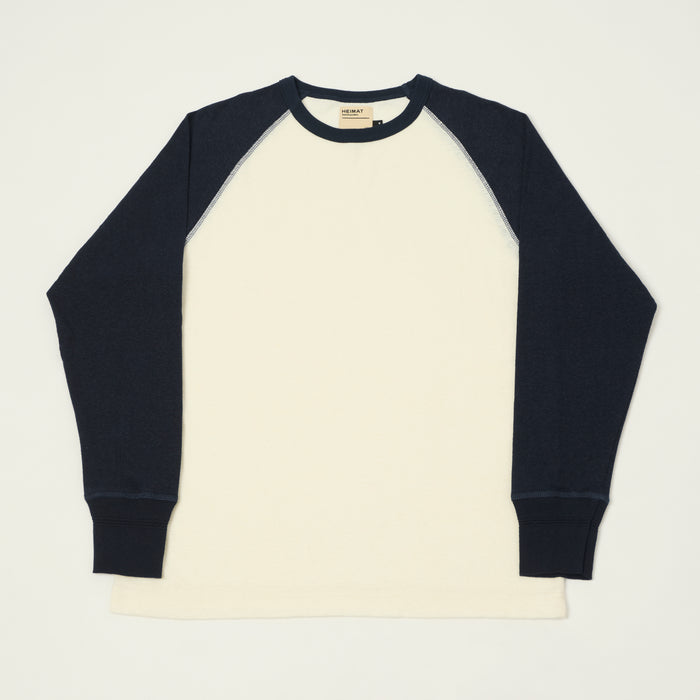 Heimat Raglan Sleeve Cotton Hemp Contrast T-Shirt - Seashell/Ink