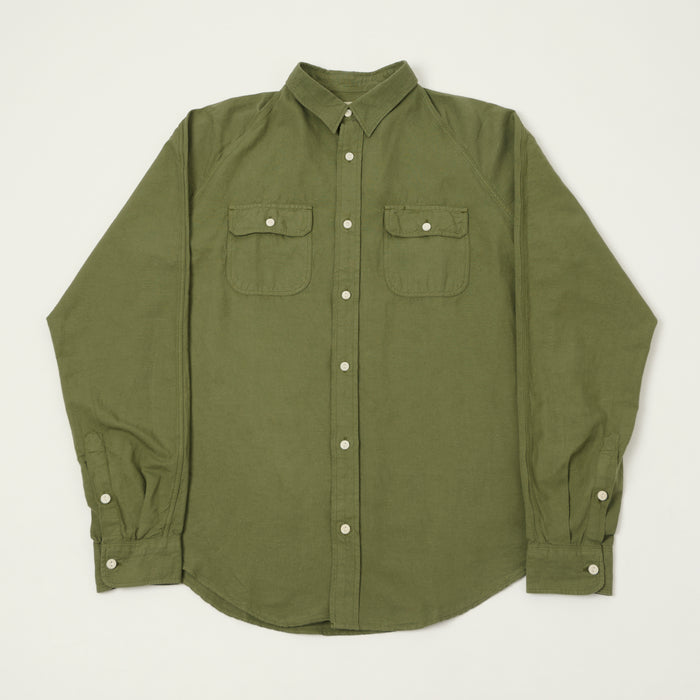 Heimat Raglan Sleeve Cotton Hemp Work Shirt - Military Green