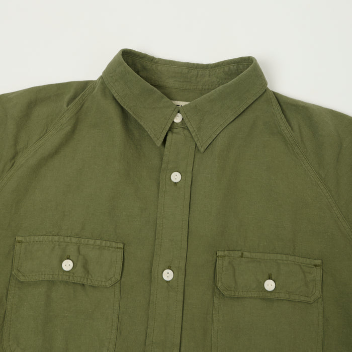 Heimat Raglan Sleeve Cotton Hemp Work Shirt - Military Green