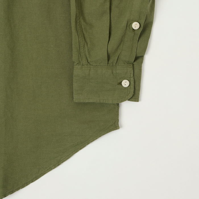 Heimat Raglan Sleeve Cotton Hemp Work Shirt - Military Green