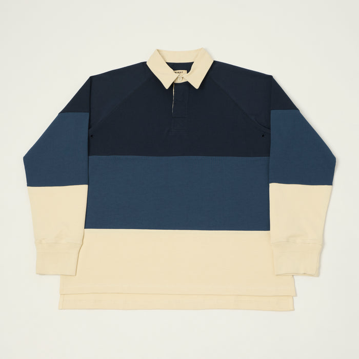 Heimat Raglan Sleeve Rugby Shirt - Trail Blue/Ink/Seashell