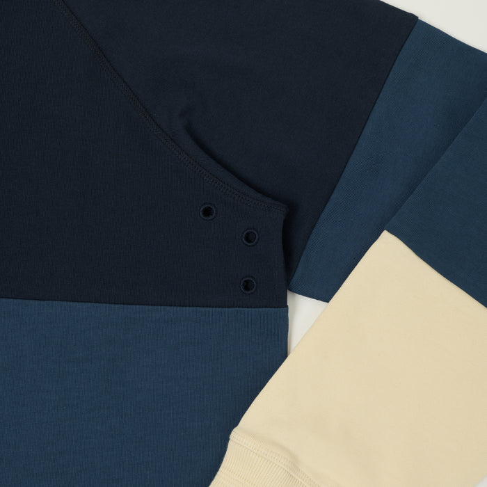 Heimat Raglan Sleeve Rugby Shirt - Trail Blue/Ink/Seashell