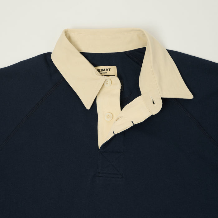 Heimat Raglan Sleeve Rugby Shirt - Trail Blue/Ink/Seashell