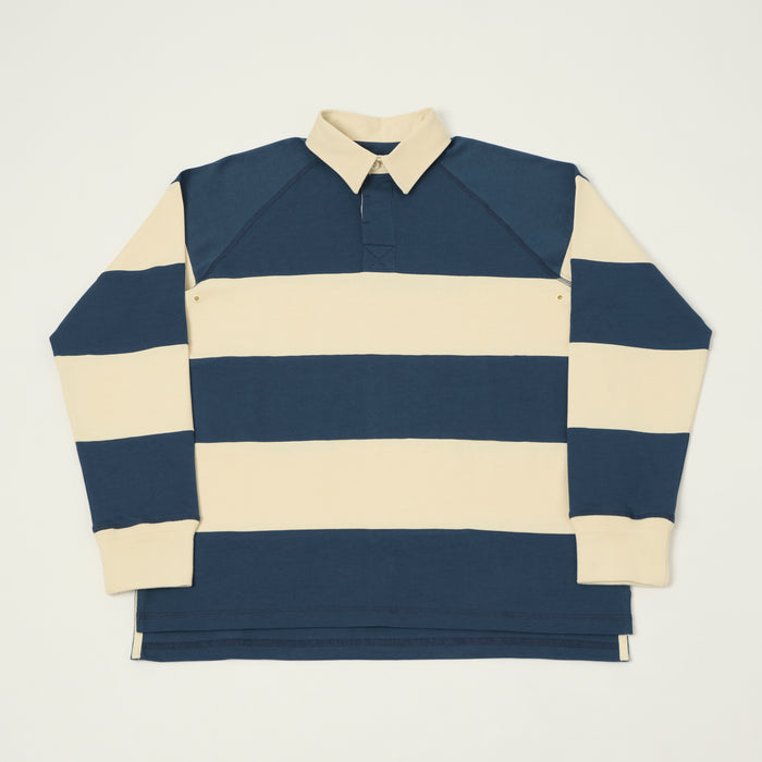 Heimat Raglan Sleeve Rugby Shirt - Trail Blue/Seashell