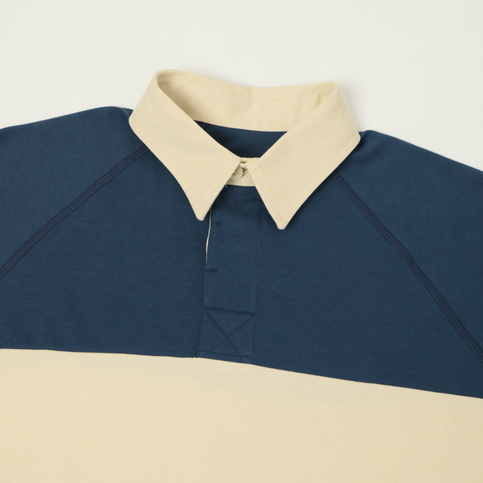 Heimat Raglan Sleeve Rugby Shirt - Trail Blue/Seashell