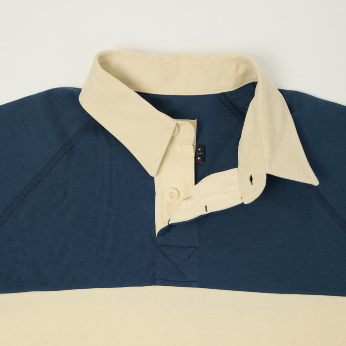 Heimat Raglan Sleeve Rugby Shirt - Trail Blue/Seashell