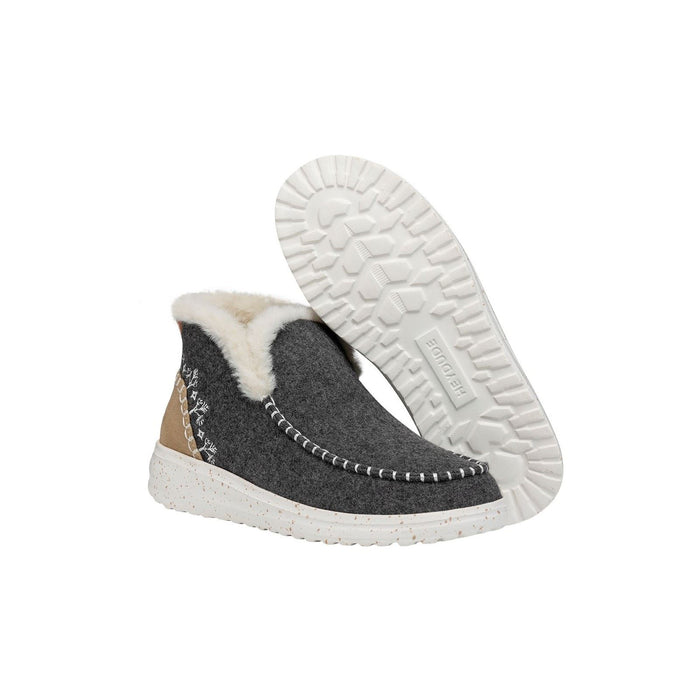 HEYDUDE Denny Wool Faux Shearling Synthetic Women's Grey Boots