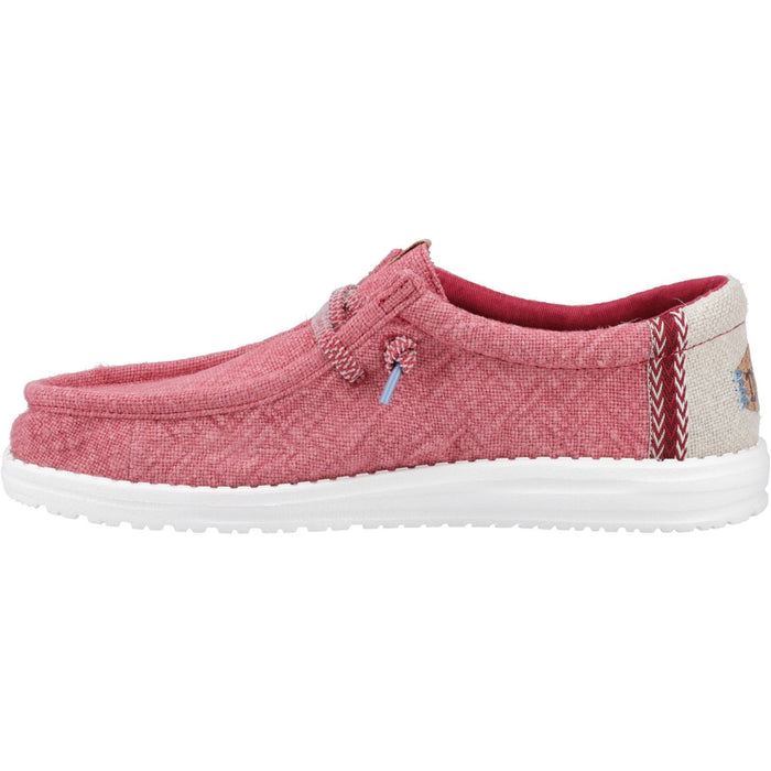 HEYDUDE Wally Jute Jute Men's Claret Red/Silver Birch Moccasins Shoes