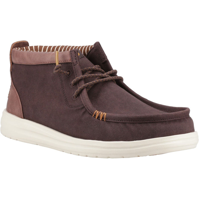 HEYDUDE Wally Mid GripR Cotton Men's Mole Brown/Downtown Ankle Boots