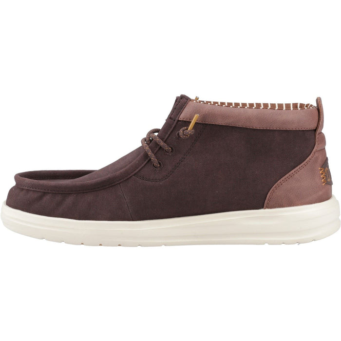 HEYDUDE Wally Mid GripR Cotton Men's Mole Brown/Downtown Ankle Boots