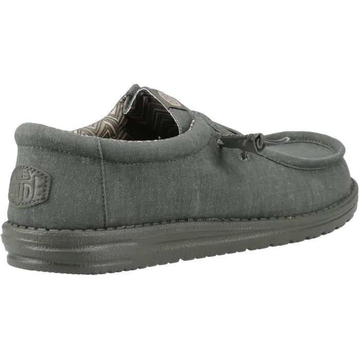 HEYDUDE Wally Stretch Canvas Cotton Men's Deep Green Moccasins Shoes