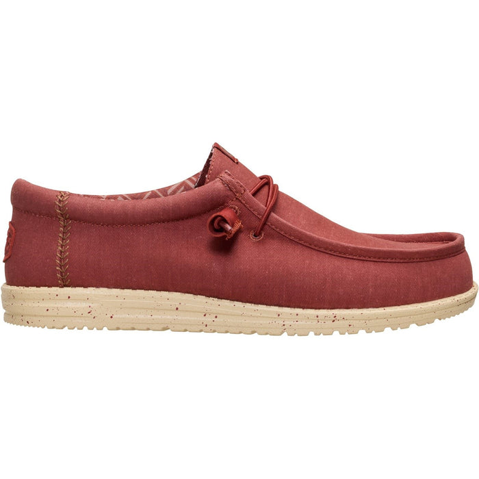 HEYDUDE Wally Stretch Canvas Textile Men's Burnt Red/Boulder Tan Loafers