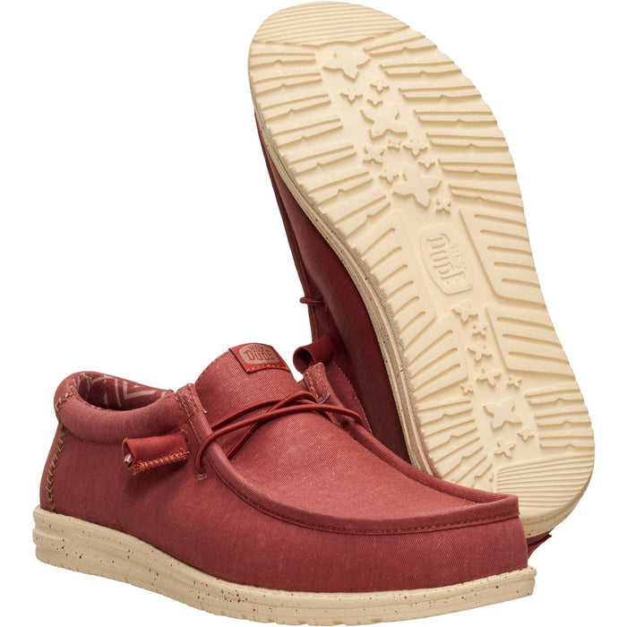 HEYDUDE Wally Stretch Canvas Textile Men's Burnt Red/Boulder Tan Loafers