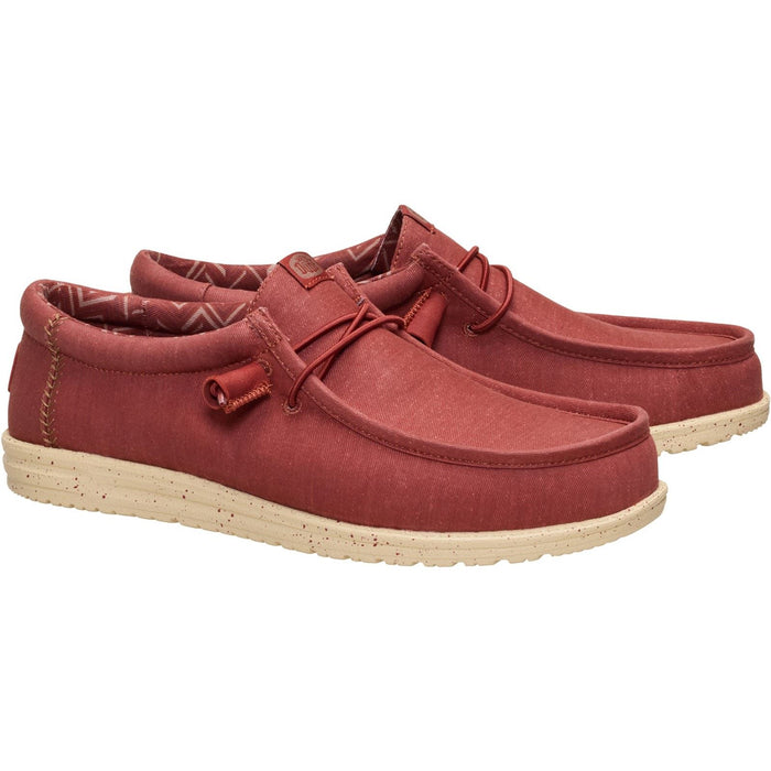 HEYDUDE Wally Stretch Canvas Textile Men's Burnt Red/Boulder Tan Loafers