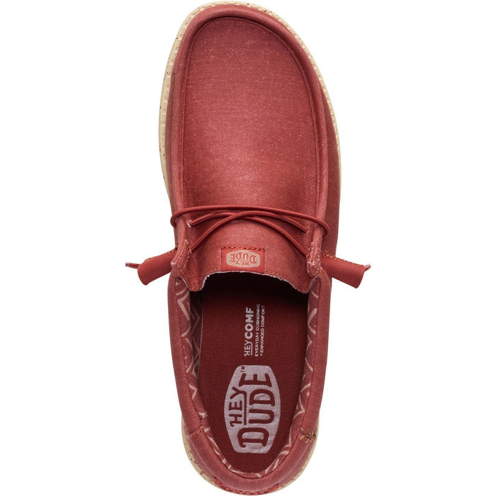 HEYDUDE Wally Stretch Canvas Textile Men's Burnt Red/Boulder Tan Loafers