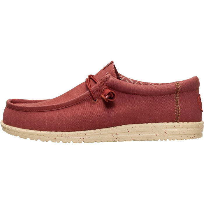 HEYDUDE Wally Stretch Canvas Textile Men's Burnt Red/Boulder Tan Loafers