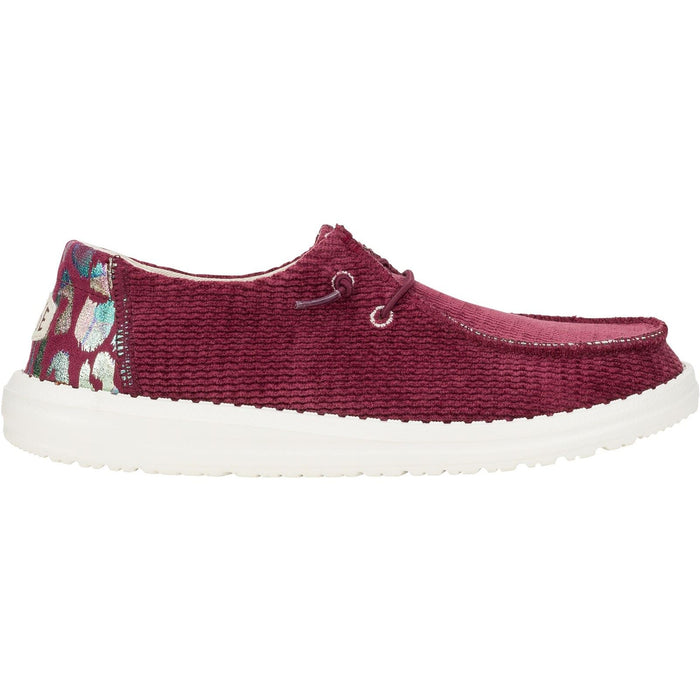 HEYDUDE Wendy Corduroy Leo Synthetic Women's Burgundy Shoes