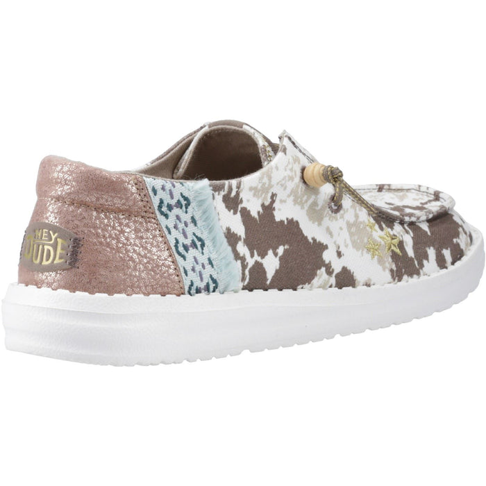 HEYDUDE Wendy Disco Cow Cotton Women's Tan Shoes