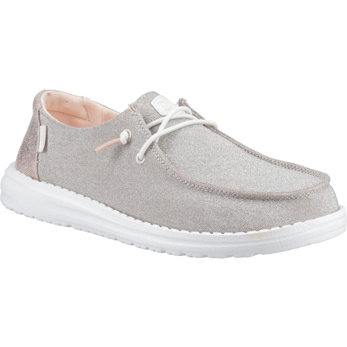 HEYDUDE Wendy Metallic Sparkle Synthetic Women's Grey Shoes
