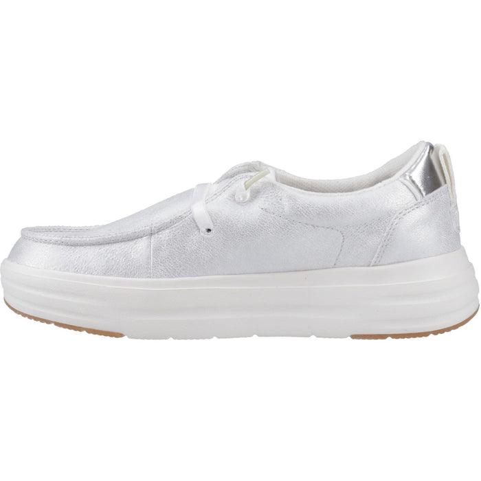 HEYDUDE Wendy Nova Shimmer Synthetic Women's Snow White Moccasins Shoes