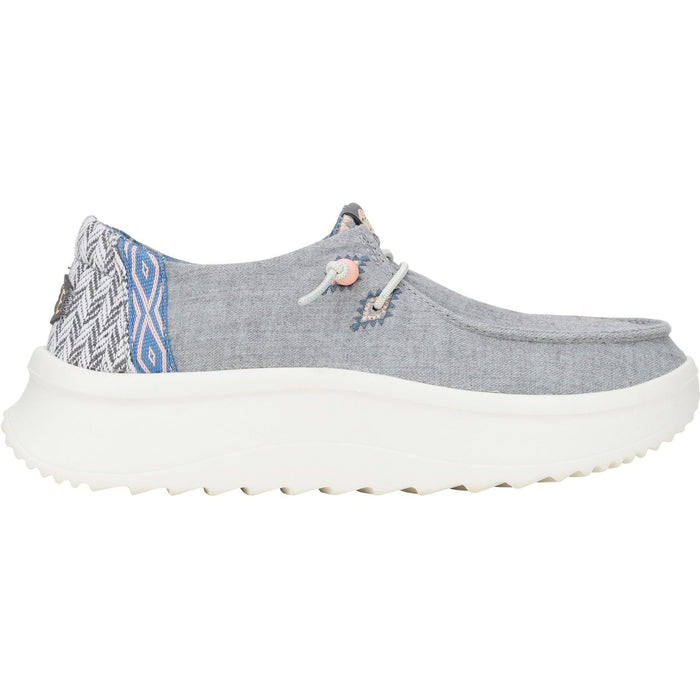 HEYDUDE Wendy Peak Chambray Woven Synthetic Women's Grey Shoes