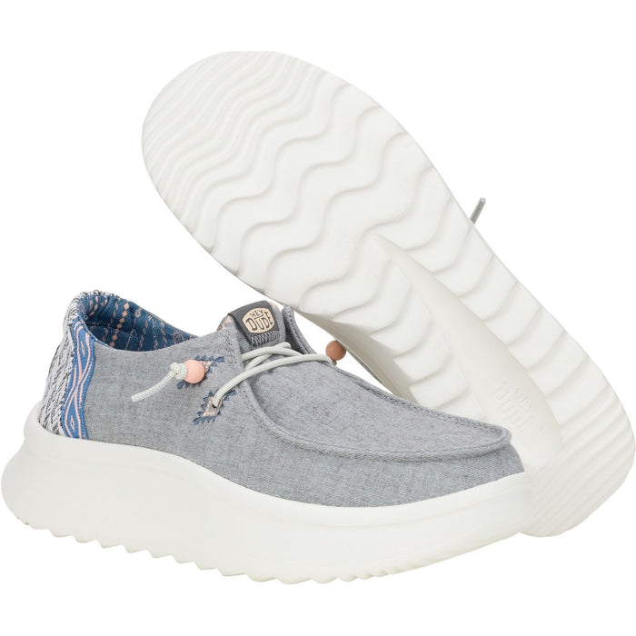 HEYDUDE Wendy Peak Chambray Woven Synthetic Women's Grey Shoes