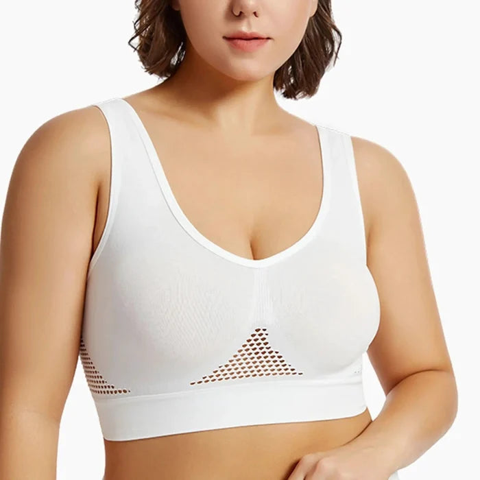 Mandotos high-strength anti-sag sports bra for women, ideal for yoga and running, with supportive design and moisture-wicking fabric.