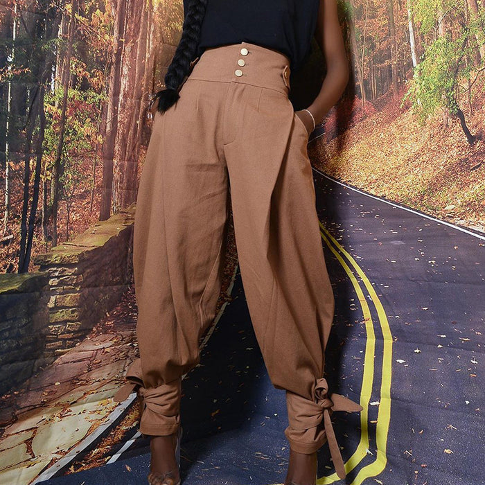 High Waisted Pants Workwear, Loose And Casual