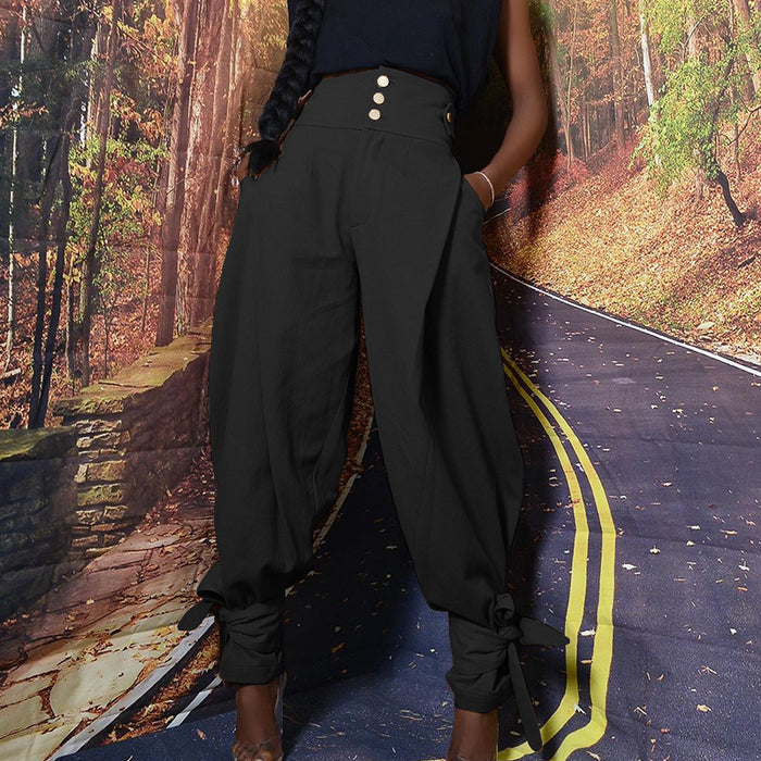 High Waisted Pants Workwear, Loose And Casual