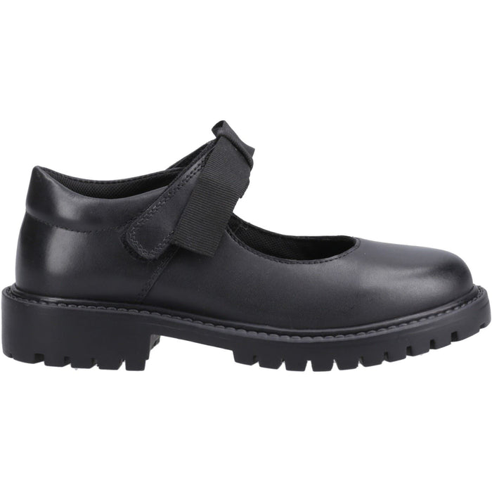Hush Puppies Astrid Bow Leather Junior Black Shoes