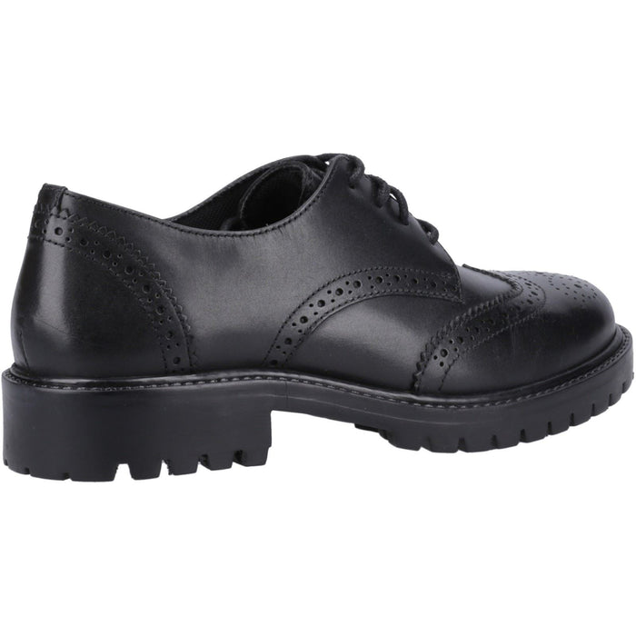 Hush Puppies Athena Leather Youth Black Brogues