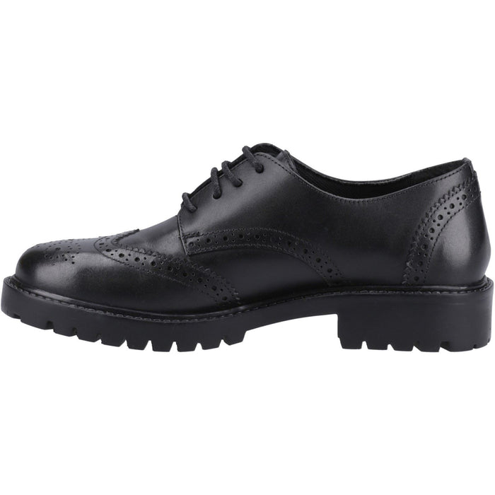 Hush Puppies Athena Leather Youth Black Brogues