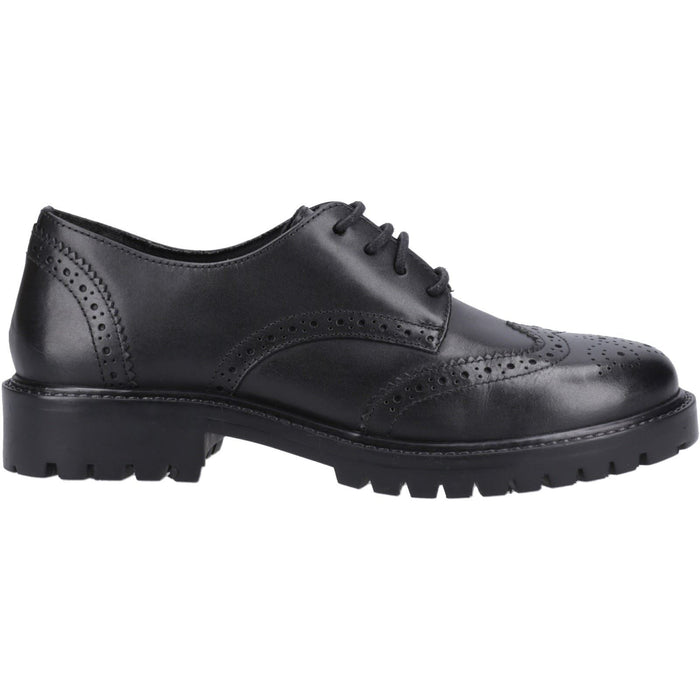Hush Puppies Athena Leather Youth Black Brogues