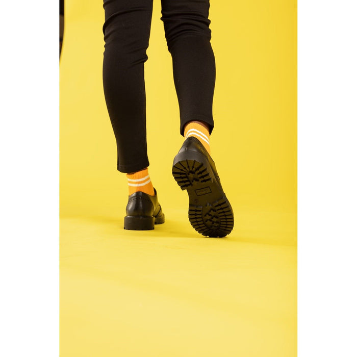 Hush Puppies Athena Leather Youth Black Brogues